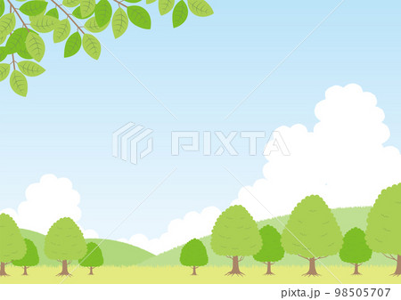 新緑の風景のイラスト_横_2 98505707