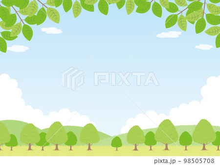 新緑の風景のイラスト_横_1 新緑の風景のイラスト_横_1 98505708