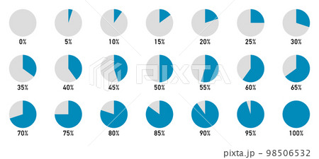 0%から100%の円グラフのセット（5%刻み） 98506532