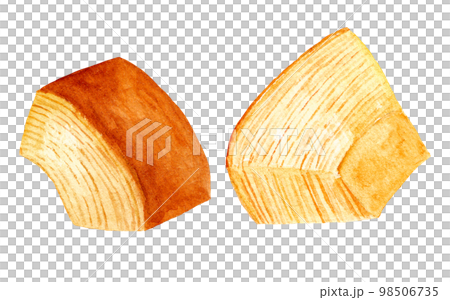 hand drawn watercolor baumkuchen cross section illustration hand drawn watercolor baumkuchen cross section illustration 98506735