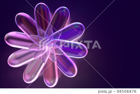 クリスタルガラスでできた花の3Dイラストレーション クリスタルガラスでできた花の3Dイラストレーション 98506876