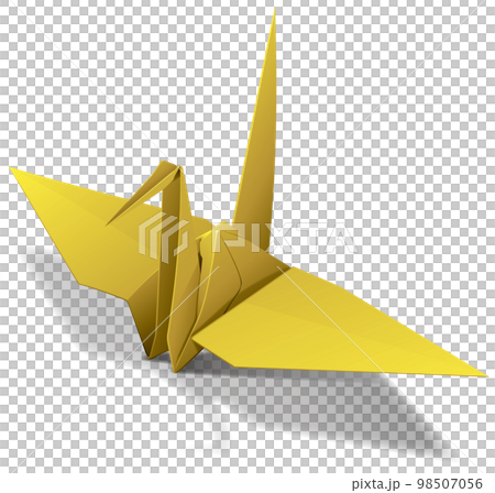 金色の色紙で折った折り鶴 和風のイメージ 金色の色紙で折った折り鶴 和風のイメージ 98507056