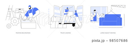 Moving company services abstract concept vector illustrations. Moving company services abstract concept vector illustrations. 98507686