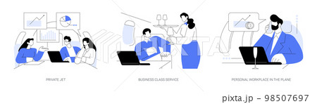 Business travel by plane abstract concept vector illustrations. 98507697