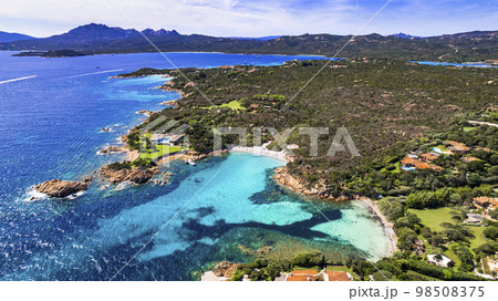 Italy summer holidyas . Sardegna island - stunning Emerald coast (costa smeralda) with most beautiful beaches  98508375