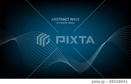 Abstract wave element for design. Digital frequency track equalizer. Stylized line art background. Colorful shiny wave with lines created using blend tool. Curved wavy line, smooth stripe. Vector. 98508641