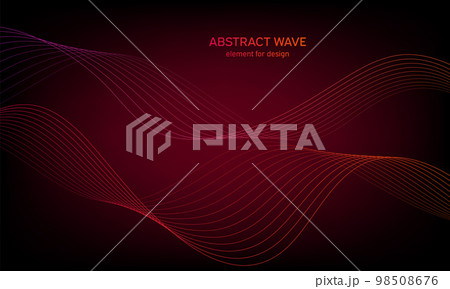 Abstract wave element for design. Digital frequency track equalizer. Stylized line art background. Colorful shiny wave with lines created using blend tool. Curved wavy line, smooth stripe. Vector. 98508676