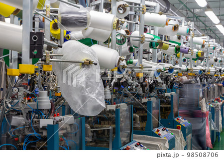 Textile industry with knitting machines Textile industry with knitting machines 98508706