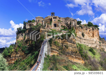 One of the most beautiful italian villages panoramic view, Civita di Bagnoregio, called ghost town 98509601