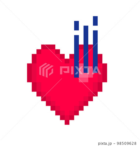 落胆するハートのピクセルイラストレーション 98509628