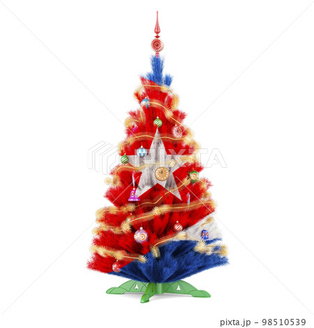 Cuban flag painted on the Christmas tree, 3D rendering 98510539