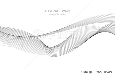 Abstract wave element for design. Digital frequency track equalizer. Stylized line art background. Vector illustration. Wave with lines created using blend tool. Curved wavy line, smooth stripe. 98510589