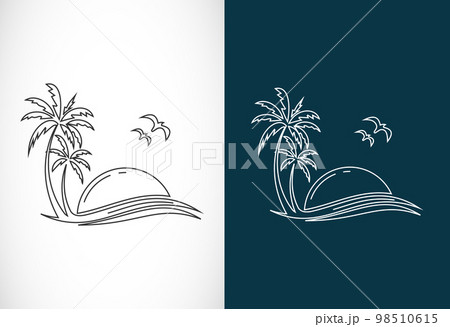 Simple modern Unique tropical beach line art logo design vector illustration Simple modern Unique tropical beach line art logo design vector illustration 98510615