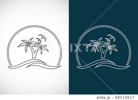 Simple modern Unique tropical beach line art logo design vector illustration Simple modern Unique tropical beach line art logo design vector illustration 98510617