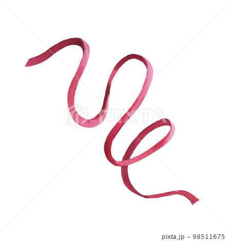 Watercolor viva magenta confetti and party ribbon. Hand drawn drawing isolated on white background. 98511675