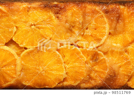 Close up of orange cake. Full frame shot Close up of orange cake. Full frame shot 98511769
