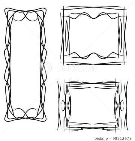 A set of hand-drawn frames on a white background A set of hand-drawn frames on a white background 98512678