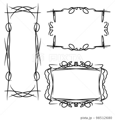A set of hand-drawn frames on a white background 98512680
