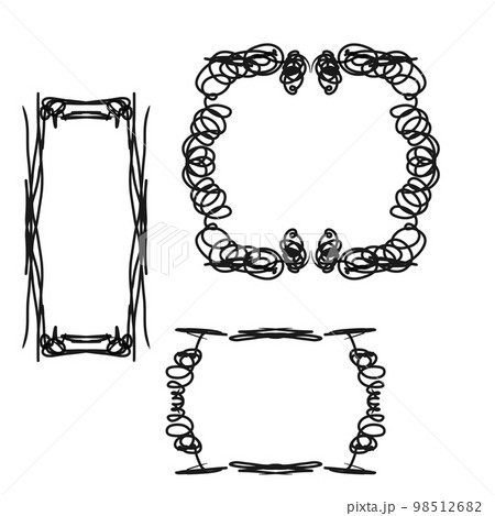 A set of hand-drawn frames on a white background A set of hand-drawn frames on a white background 98512682