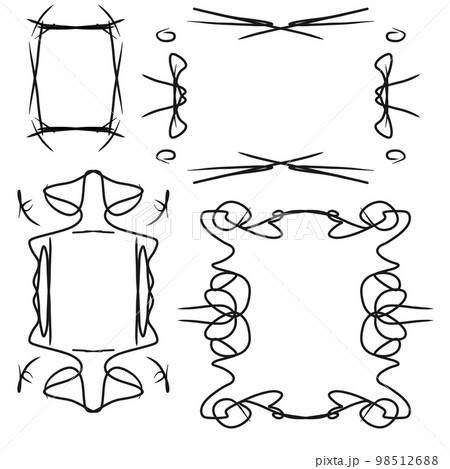 A set of hand-drawn frames on a white background A set of hand-drawn frames on a white background 98512688