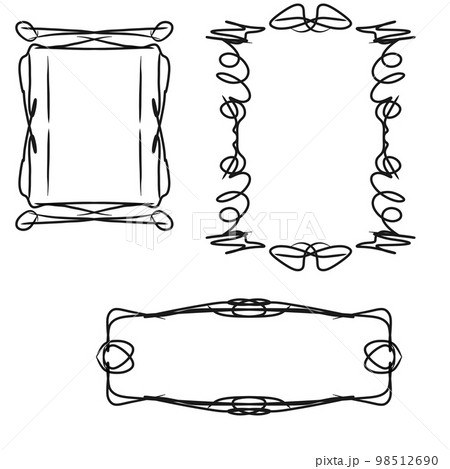A set of hand-drawn frames on a white background A set of hand-drawn frames on a white background 98512690