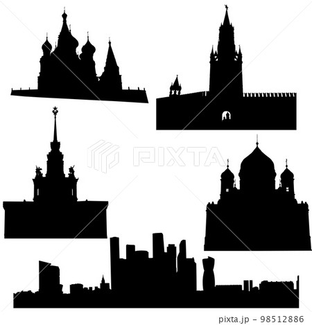 Silhouettes of the main buildings of the city of Moscow 98512886