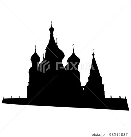 Silhouette Saint Basil's Cathedral in Moscow on a white background 98512887
