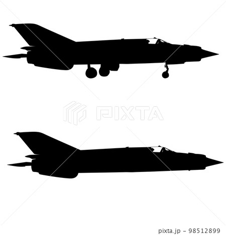 Silhouette military aircraft on a white background 98512899