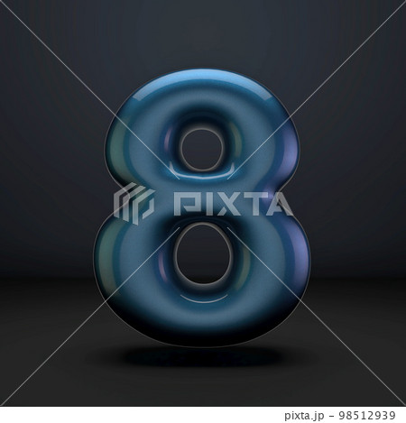 Dark blue shiny font Number 8 EIGHT 3D 98512939