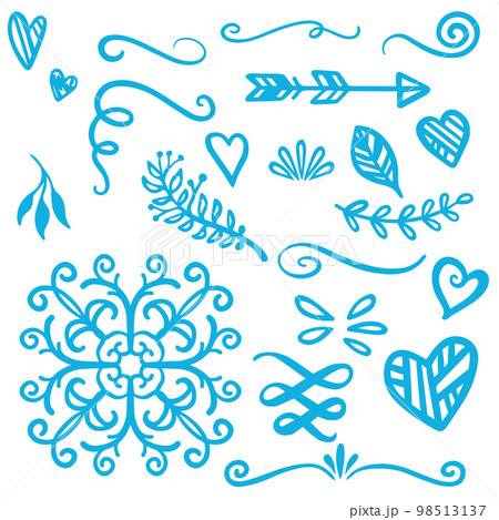 Blue Swirls and Swooshes Vector Accent Line Work - Stock Illustration  [95221421] - PIXTA