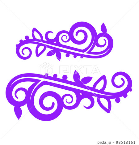 Purple Swirls Swoosh Marks with Vector Hand Drawn Highlighter Accent Line Designs 98513161