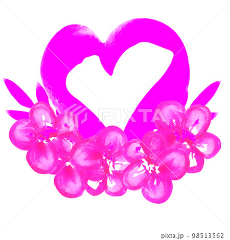 Pink hearts and flower illustration on a white background. Love heart for valentines day background. Design clip art. 98513562