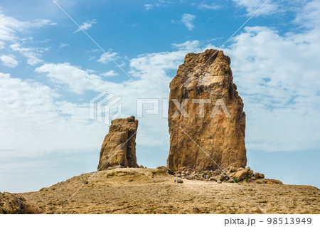 Roque Nublo - volcanic monolith. It is one of the most famous landmarks of Gran Canaria, Spain. 98513949