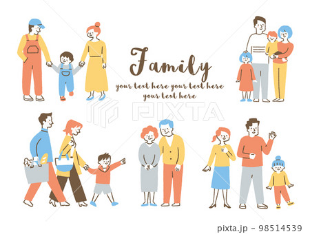 3人家族や4人家族のセット_色 3人家族や4人家族のセット_色 98514539