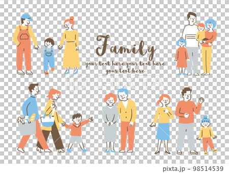 一組 3 或 4 個家庭成員_顏色 98514539