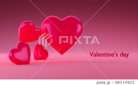 3d rendering pink hearts for Valentine's Day as background. 3d rendering 98514925