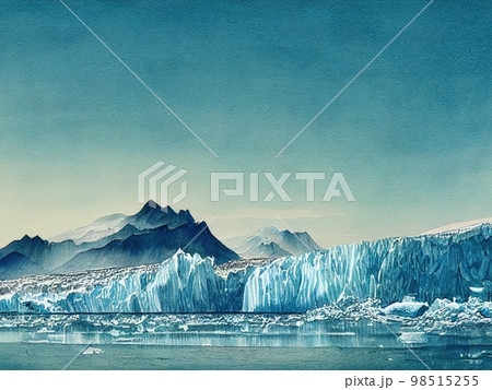 北極の崩壊する氷山 98515255