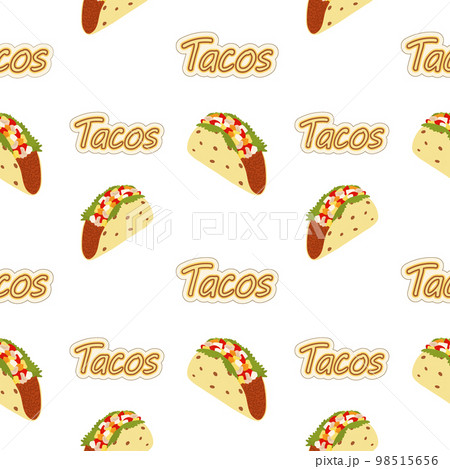 Seamless pattern of Tacos and Handwriting Lettering. Latin American cuisine. Fast food menu. Isolate Seamless pattern of Tacos and Handwriting Lettering. Latin American cuisine. Fast food menu. Isolate 98515656