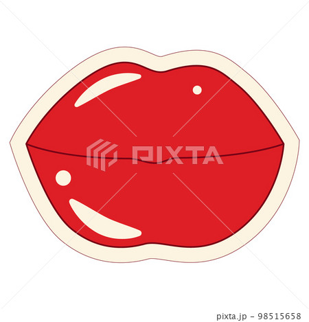 Bright colorful cartoon sticker in the shape of lips in a trendy retro style. Pop Art. Sticker. Icon Bright colorful cartoon sticker in the shape of lips in a trendy retro style. Pop Art. Sticker. Icon 98515658