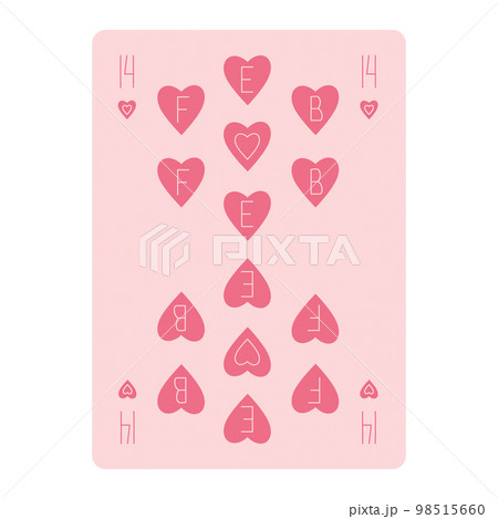 Playing card design for valentines day with number 14, hearts and lettering feb in trendy pink hues 98515660