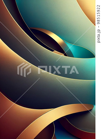 Gold and blue wavy shapes abstract background. Decorative vertical illustration with metalic texture. Shiny material Gold and blue wavy shapes pattern. Gold and blue wavy shapes abstract background. Decorative vertical illustration with metalic texture. Shiny material Gold and blue wavy shapes pattern. 98515922