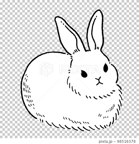 Retro sitting rabbit line drawing illustration... - Stock Illustration ...
