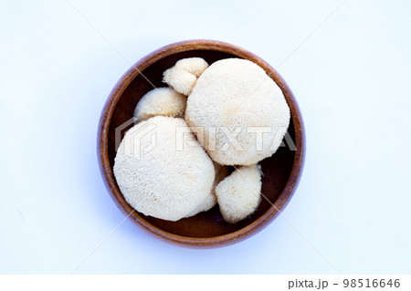 Fresh lion's mane mushroom on white background. 98516646