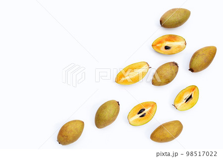 Fresh sapodilla fruit on white background 98517022