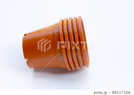 Plastic plant pot, container on white background. Plastic plant pot, container on white background. 98517106