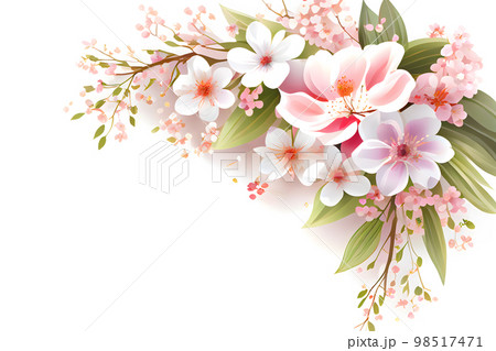 フラットイラストレーション　桜の花フレーム「AI生成画像」 98517471