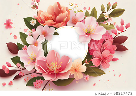 フラットイラストレーション　桜の花フレーム「AI生成画像」 98517472