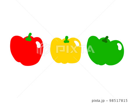 かわいいパプリカセット/手描きイラスト素材 かわいいパプリカセット/手描きイラスト素材 98517815