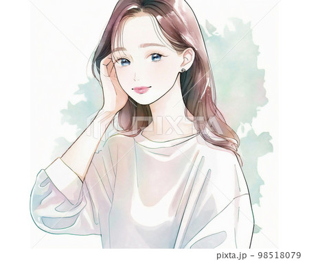 綺麗なお姉さんのイラスト　水彩画風「AI生成画像」 98518079