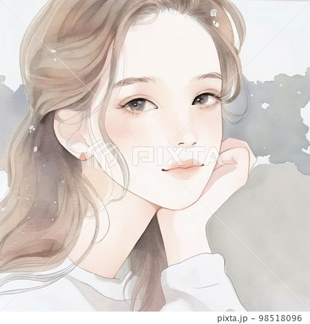 綺麗なお姉さんのイラスト　水彩画風「AI生成画像」 98518096